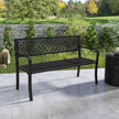50 Inch Garden Bench with Patterned Backrest and Curved Armrests for 2-3 Person-Black-0