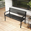 50 Inch Garden Bench with Patterned Backrest and Curved Armrests for 2-3 Person-Black-1
