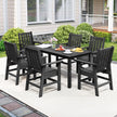 7 Pieces Patio Dining Set Outdoor HDPE Weather Resistant Table and Chairs Set-Black-0