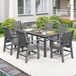 7 Pieces Patio Dining Set Outdoor HDPE Weather Resistant Table and Chairs Set-Black-5