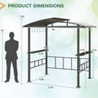Dimensions of a small gazebo with a silhouette of a person for scale.