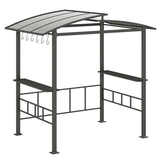 Metal outdoor bar with canopy on a white background