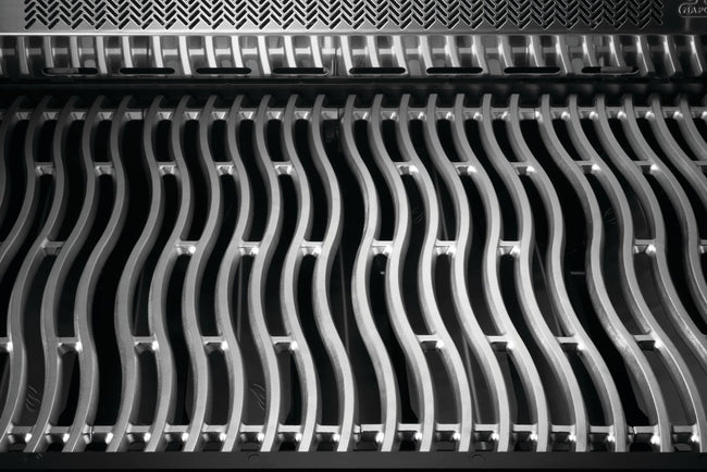 Close-up of a metallic grid with wavy pattern