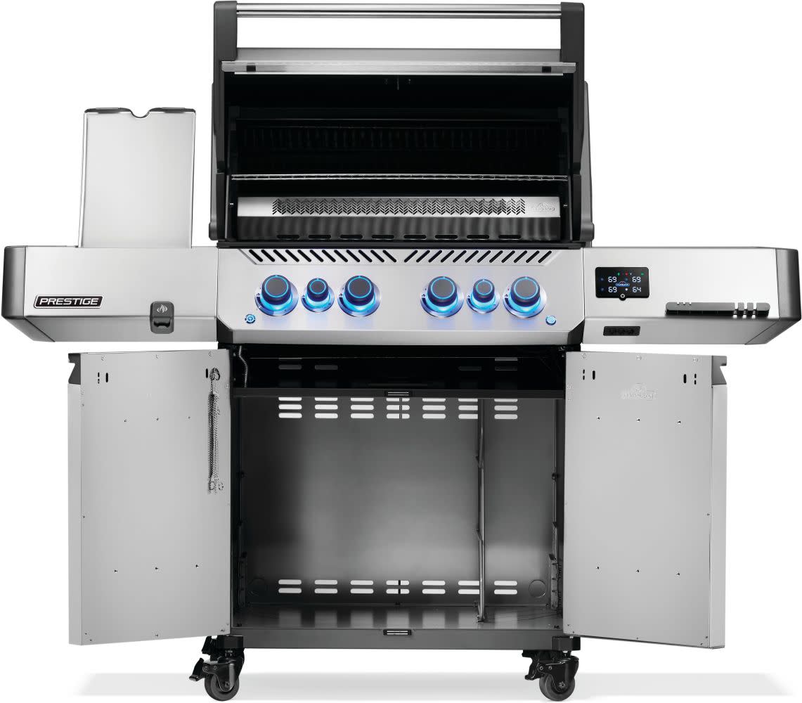 Presto outdoor grill with open doors on a white background