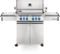 Stainless steel Napoleon grill on a white background