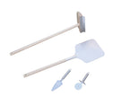 Set of kitchen utensils including a spatula, scraper, and small tool on a white background