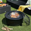 Rustic Steel Outdoor Fire Pit with BBQ Grill with Poker and Mesh Cover-0