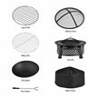 Rustic Steel Outdoor Fire Pit with BBQ Grill with Poker and Mesh Cover-1
