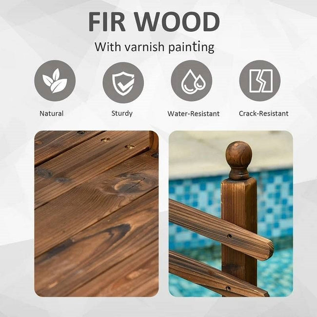 7.5 Ft Wooden Garden Bridge with Hand Rails in Carbonized Wood Finish-1