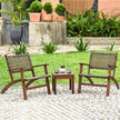 Solid Wood and Rattan 3-Piece Outdoor Patio Furniture Table Chairs Set-0