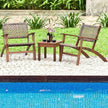 Solid Wood and Rattan 3-Piece Outdoor Patio Furniture Table Chairs Set-1
