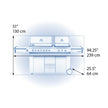 Measurement chart of a barbecue grill with dimensions labeled.