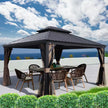 Alexander 14 Ft. D X 9 Ft. H X 12 Ft. W Aluminum Hardtop with Gazebo Galvanized Steel Roof, Nettings & Curtains(Gray)