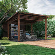 Chandler 10 Ft. X 12 Ft. Brown Cedar Wooden Gazebo Pavilion with Hard Top Iron Slope Roof Grill Gazebo